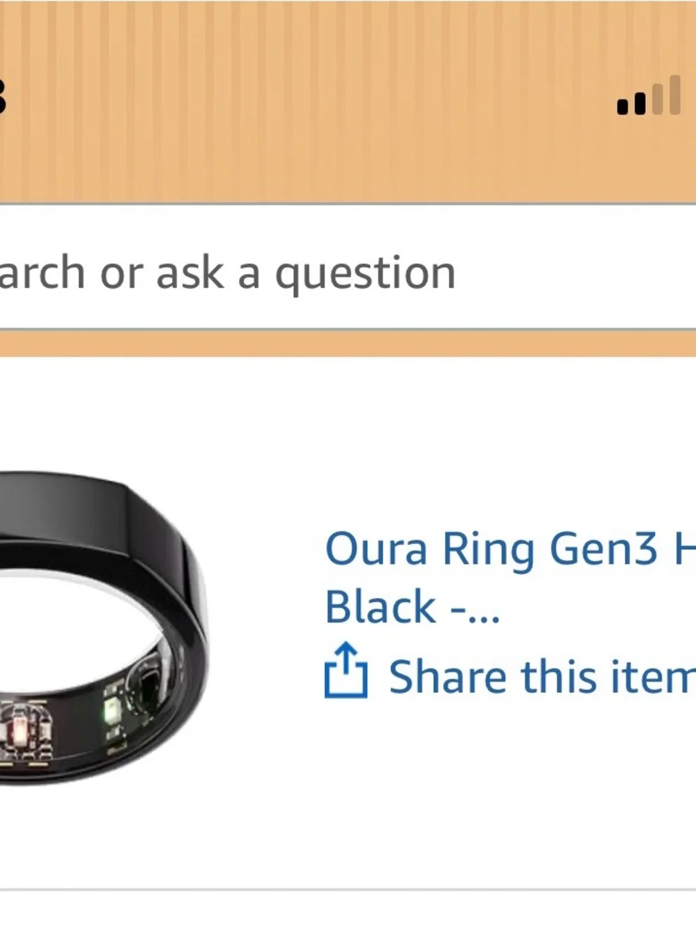 Oura Ring Gen3 Smart Health Ring - Black